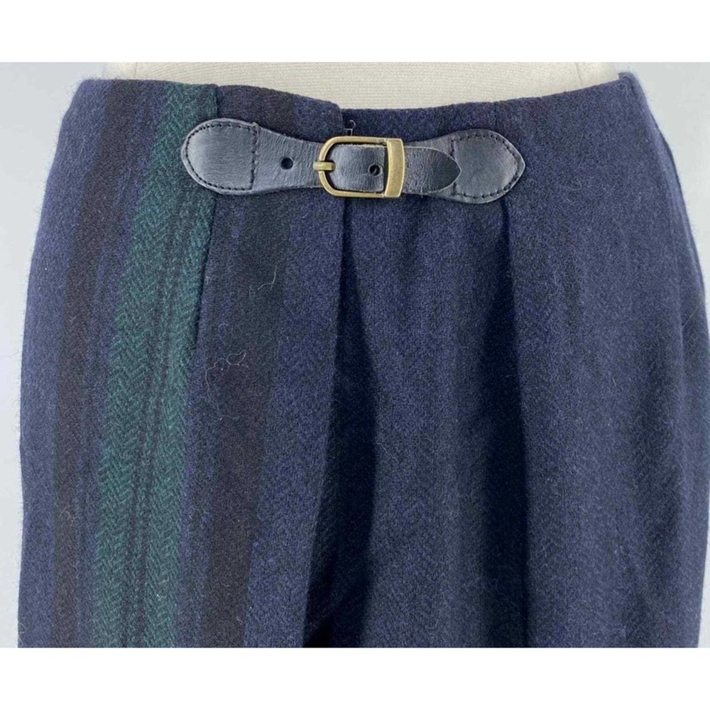 Vintage 90s Talbots Woman Tartan Blue Wool Blend Wrap Skirt Italian Fabric 12W